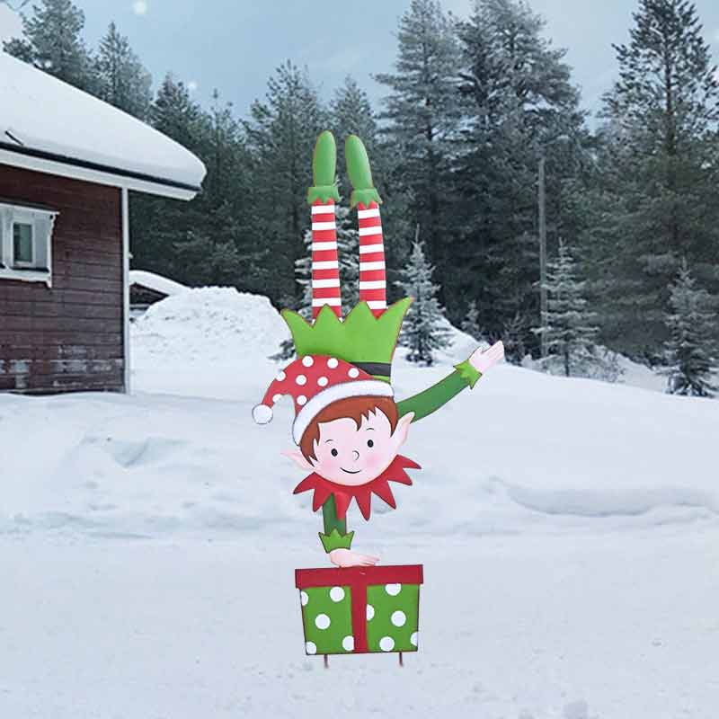 Christmas Yard Stakes Christmas Elf Metal Garden Stakes