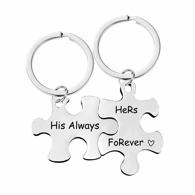 Couple Keychain Puzzle Custom Letter Charm Key Rings