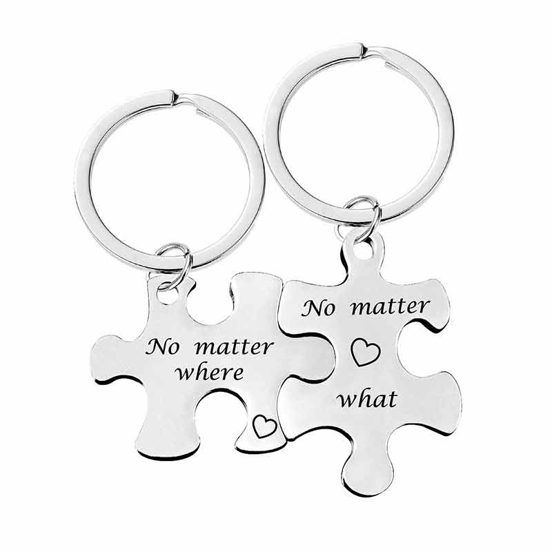 Couple Keychain Puzzle Custom Letter Charm Key Rings