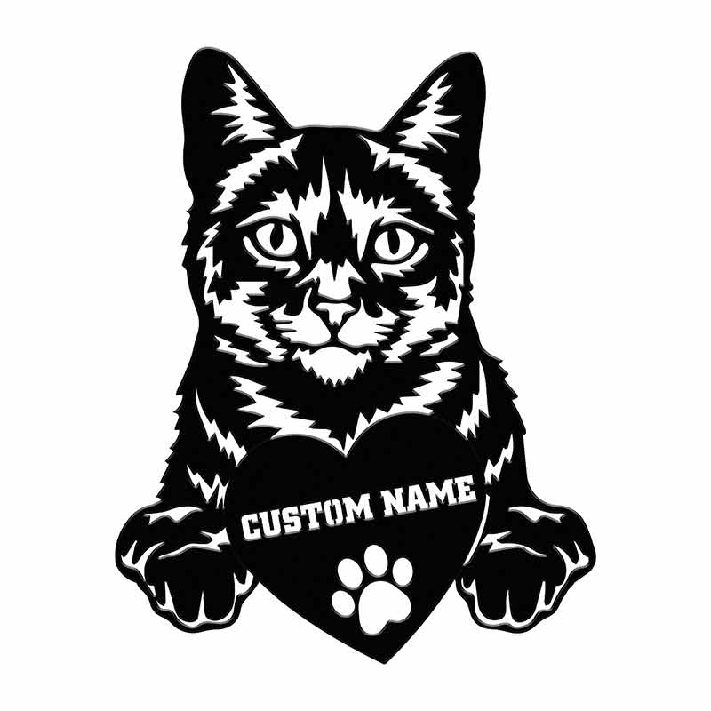 Custom Cat Portraits Tabby Cat With Name Portrait