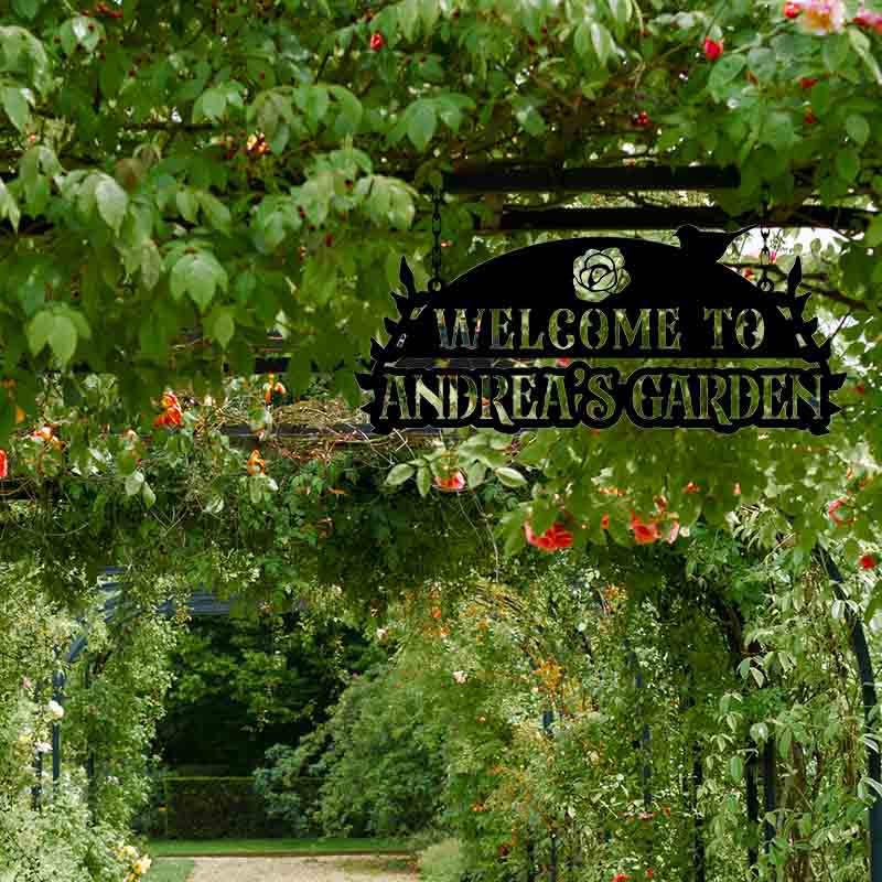 Custom Garden Sign Welcome To Our Garden Hanging Sign