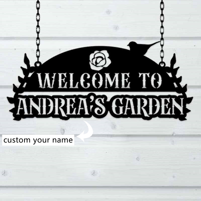 Custom Garden Sign Welcome To Our Garden Hanging Sign