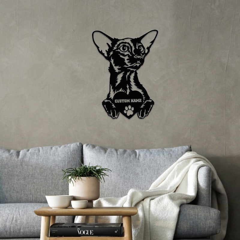 Custom Name Oriental Shorthair Cat Portraits with Paws