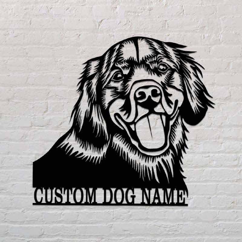 Custom Pet Portrait With Dog Name Metal Memorial Art
