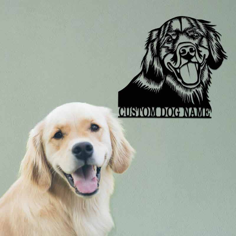 Custom Pet Portrait With Dog Name Metal Memorial Art