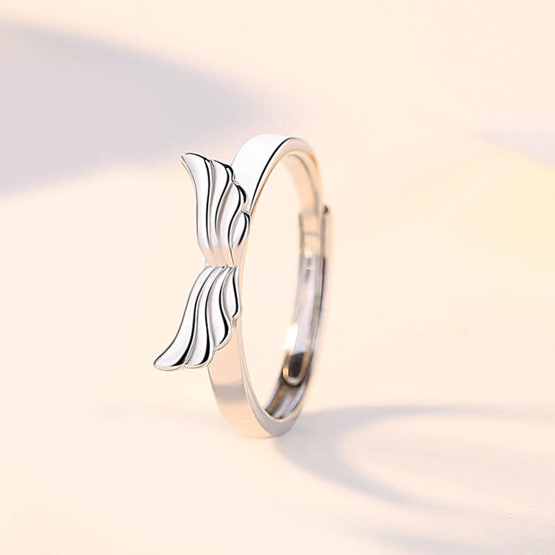 Custom S925 Silver Angel Wings Ring Personalized Classic Adjustable Rings