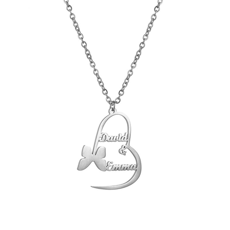 Custom Stainless Steel Letter Name Necklace Personalized Butterfly Necklace