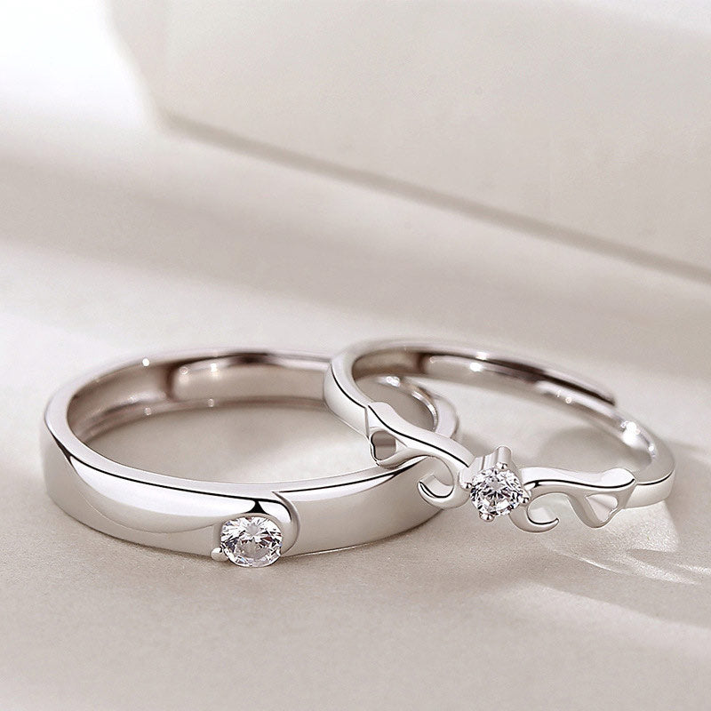 Custom Sterling Silver Daily Ring Personalized Open Name Couple Ring
