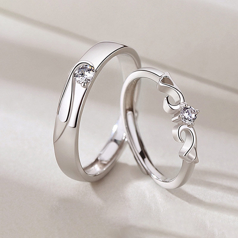 Couple silver ring hot sale with name