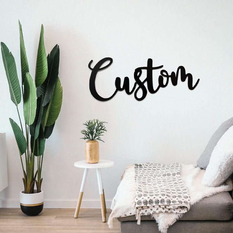 Custom Words Script Metal Wall Decor Sign With Quotes