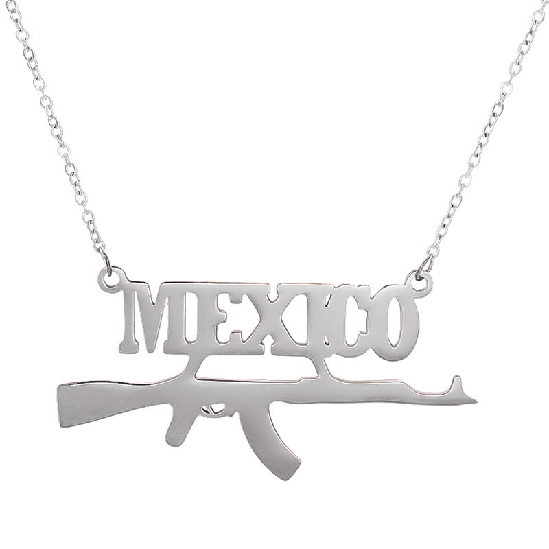 Customized Hollow Plating Necklace Personalized 98K Gun Elements Name Necklace