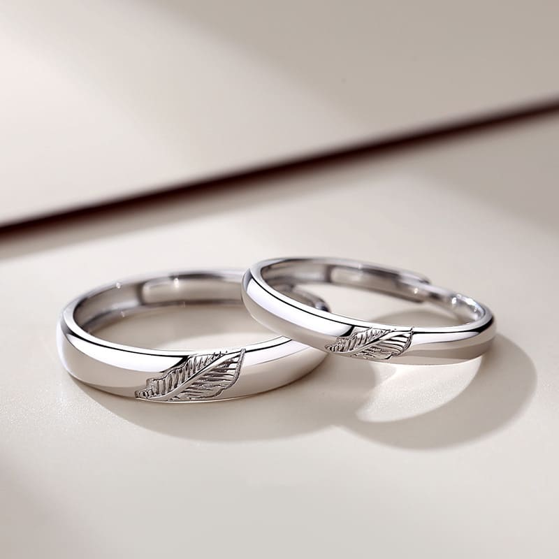 Customized Mori Leaf Ring Personalized Autumn Open Couple Ring