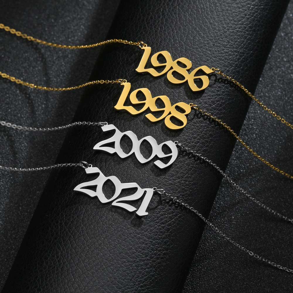 Customized Titanium Steel Year Necklace Personalized Year Necklace Birth Year Necklace