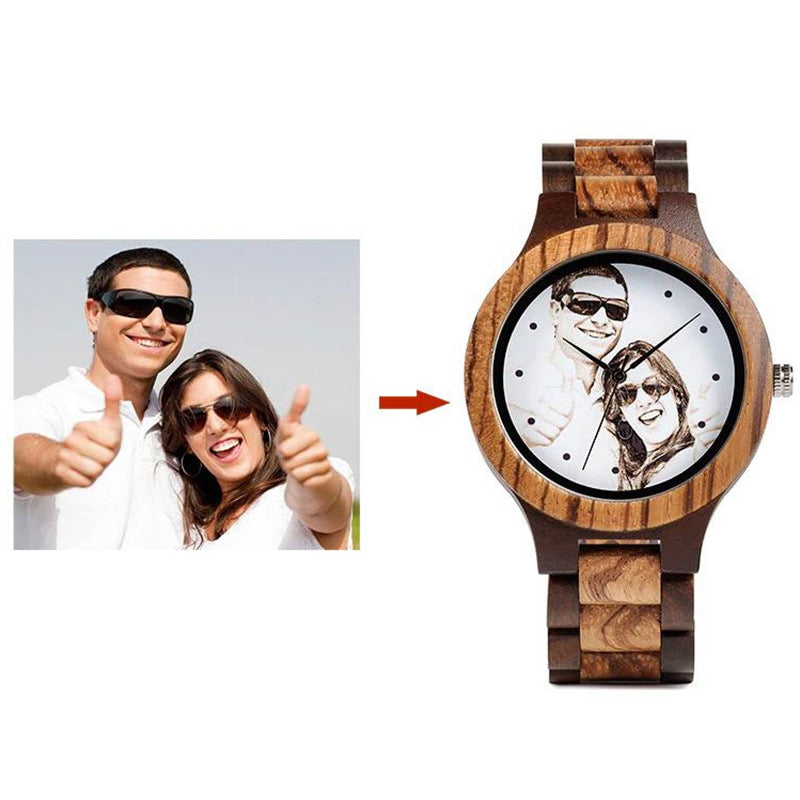 Customized Wooden Watches With Your Photo on Dial Personalized Gifts For Men