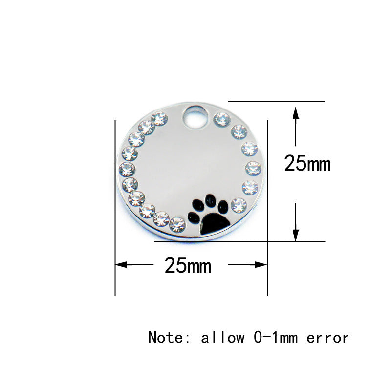 Custom Zircons Drip Oil Paw Dog Tag Personalized Fashionable Pet Tag