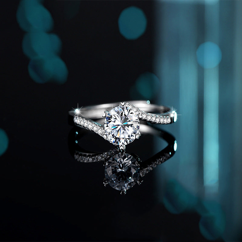 Moissanite Engagement Ring Custom Name Ring Personalized Matching Rings