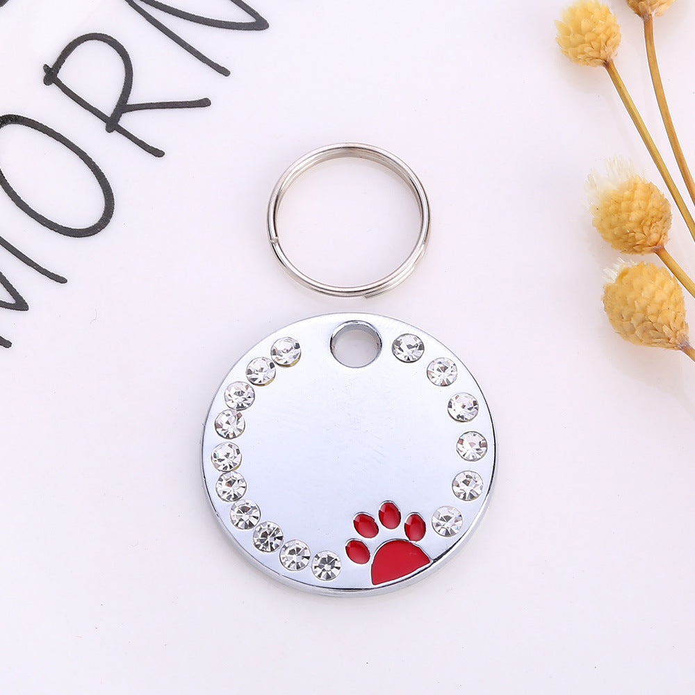 Custom Zircons Drip Oil Paw Dog Tag Personalized Fashionable Pet Tag