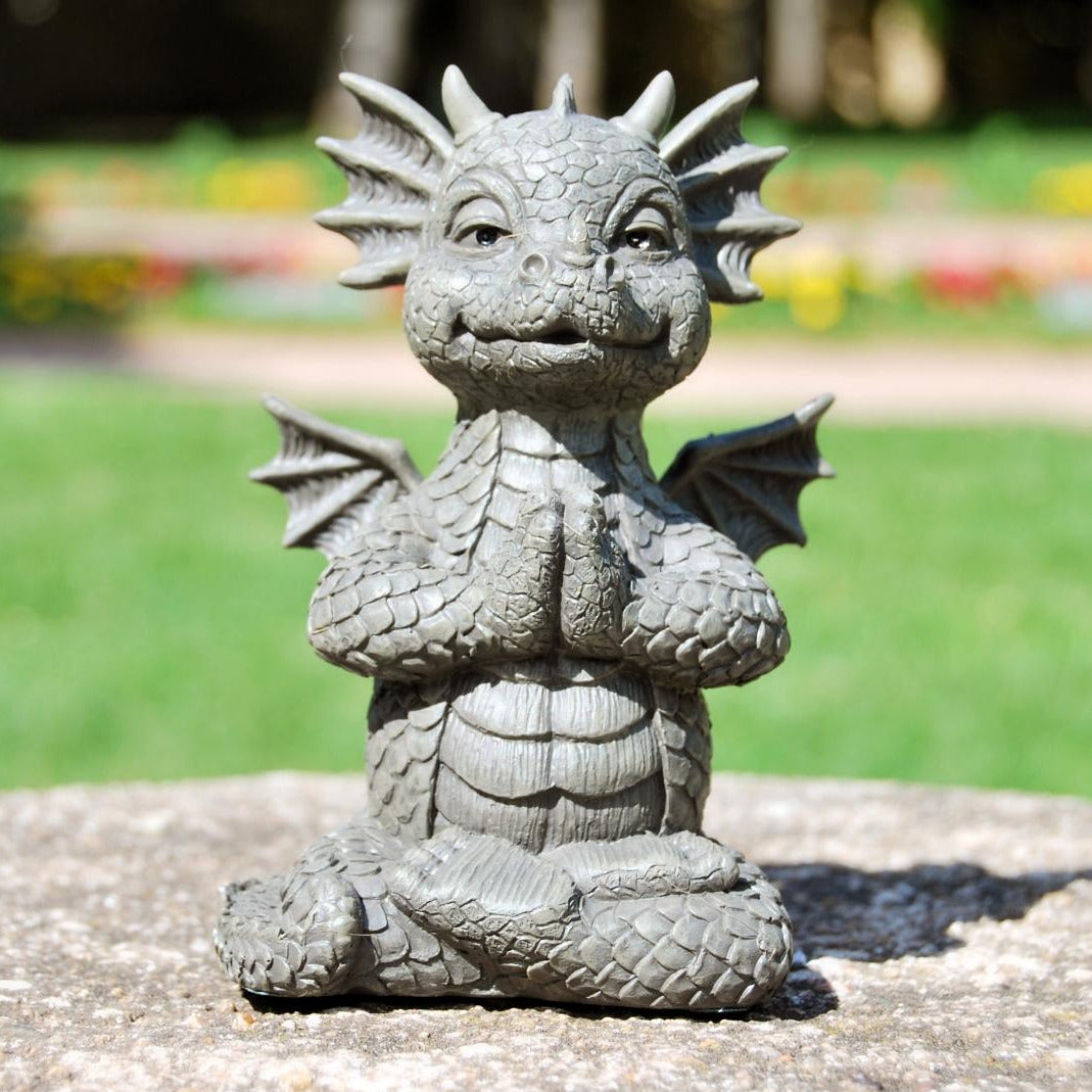 Garden Dragon Meditated Statue Garden Statues with LED