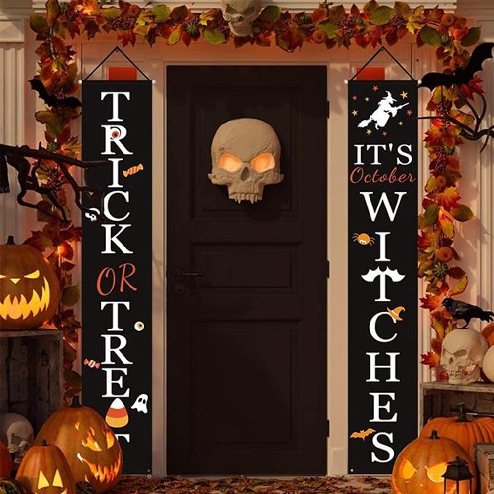 Halloween Front Door Hanging Banners Outdoor Christmas Banner for Home