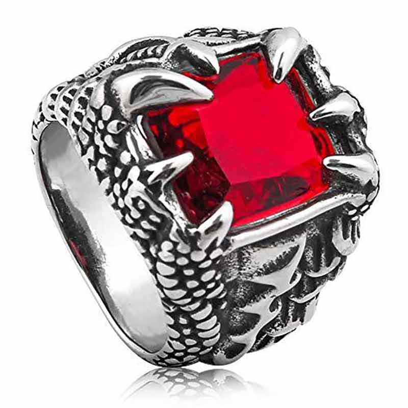 Dragon Claw Ring with Ruby Gothic Rings Gemstone Ring