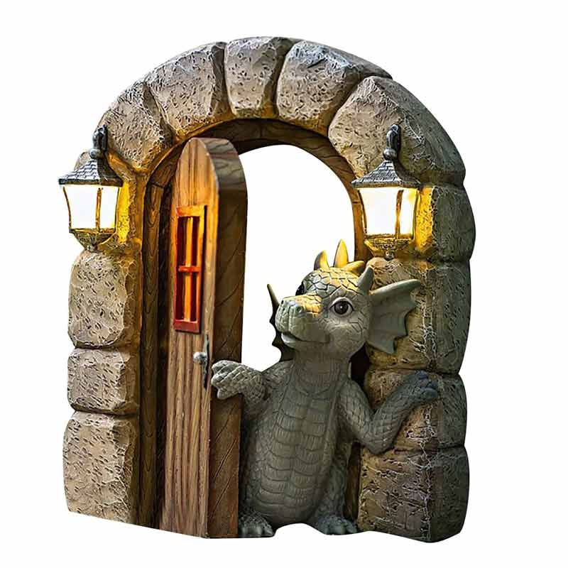 Dragon Garden Statues Resin Window Shape Wall Sculpture