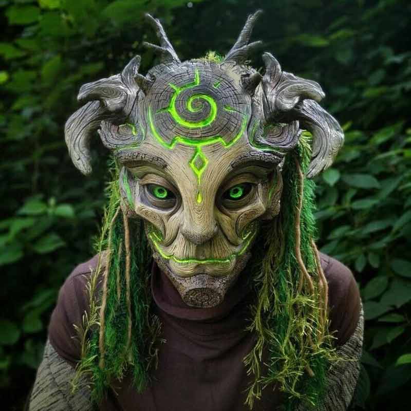 Elf Cosplay Masquerade Green Forest Elf Full Head Mask