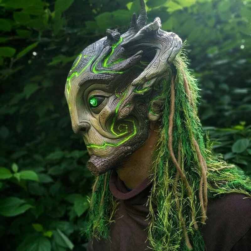 Elf Cosplay Masquerade Green Forest Elf Full Head Mask