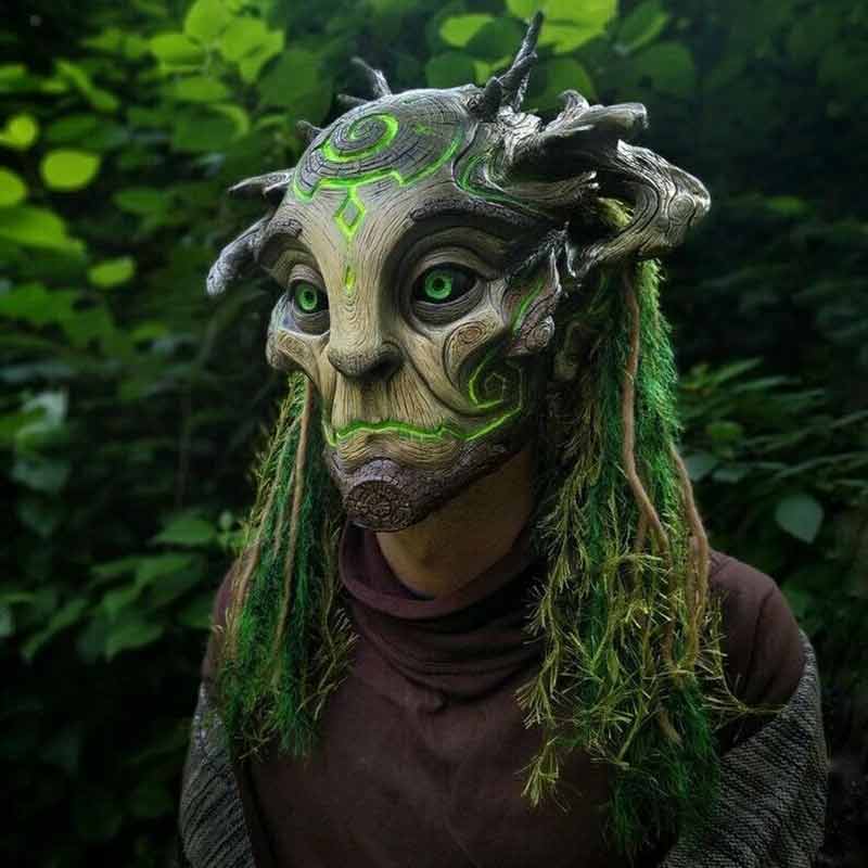 Elf Cosplay Masquerade Green Forest Elf Full Head Mask