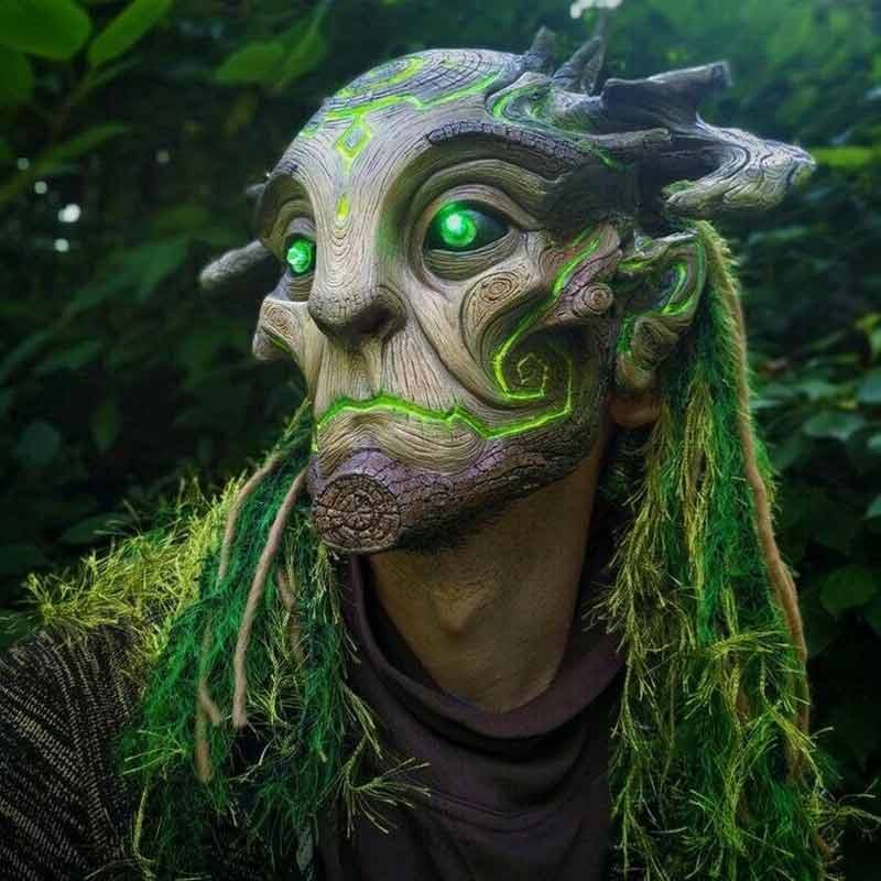 Elf Cosplay Masquerade Green Forest Elf Full Head Mask