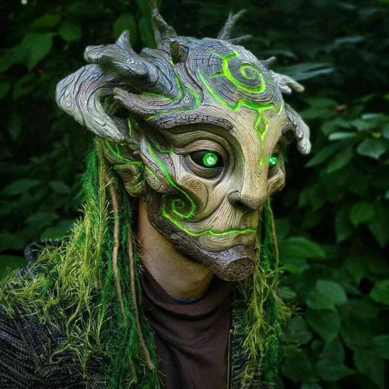 Elf Cosplay Masquerade Green Forest Elf Full Head Mask