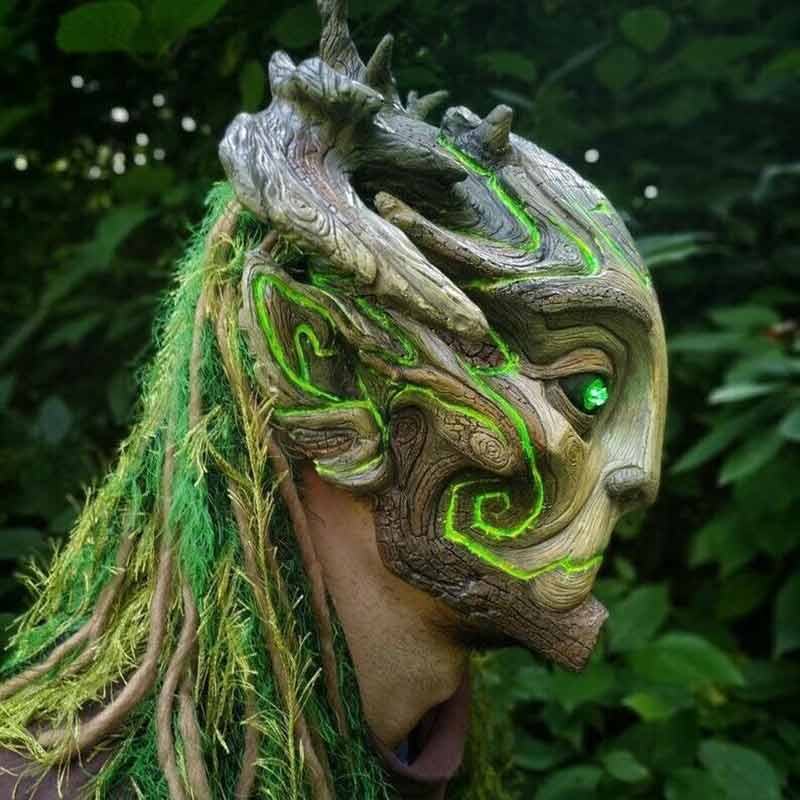Elf Cosplay Masquerade Green Forest Elf Full Head Mask