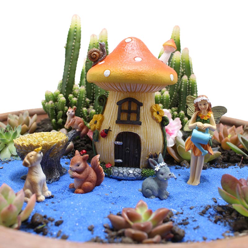 Fairy House Kit Mushroom Flower Insert Resin Ornaments