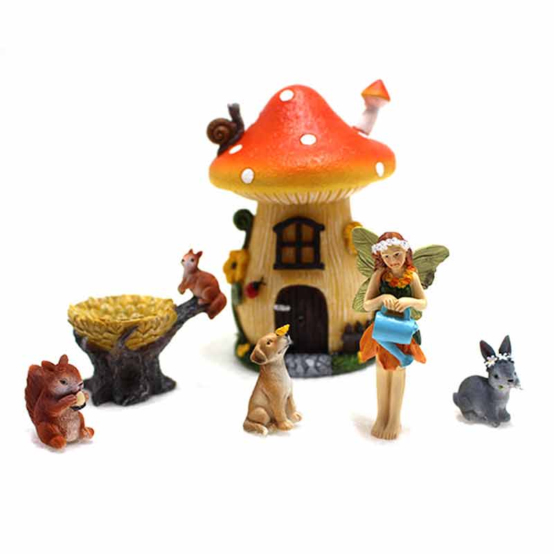 Fairy House Kit Mushroom Flower Insert Resin Ornaments