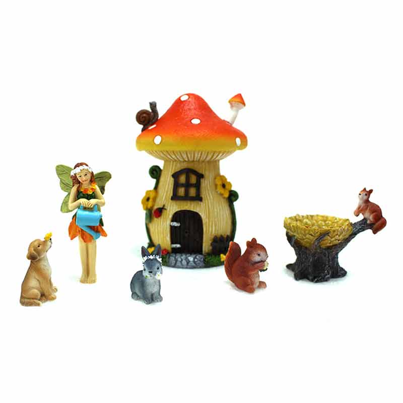 Fairy House Kit Mushroom Flower Insert Resin Ornaments