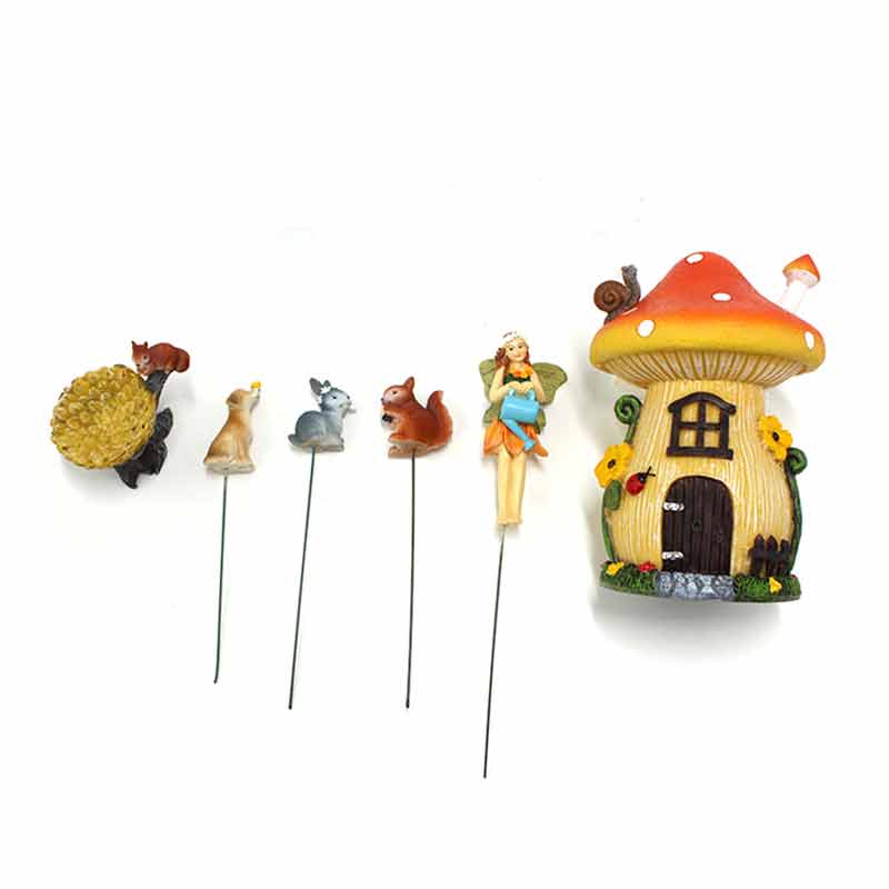 Fairy House Kit Mushroom Flower Insert Resin Ornaments