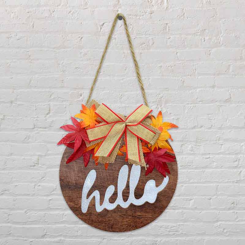 Fall Door Hanging Welcome Wooden Sign With Lights