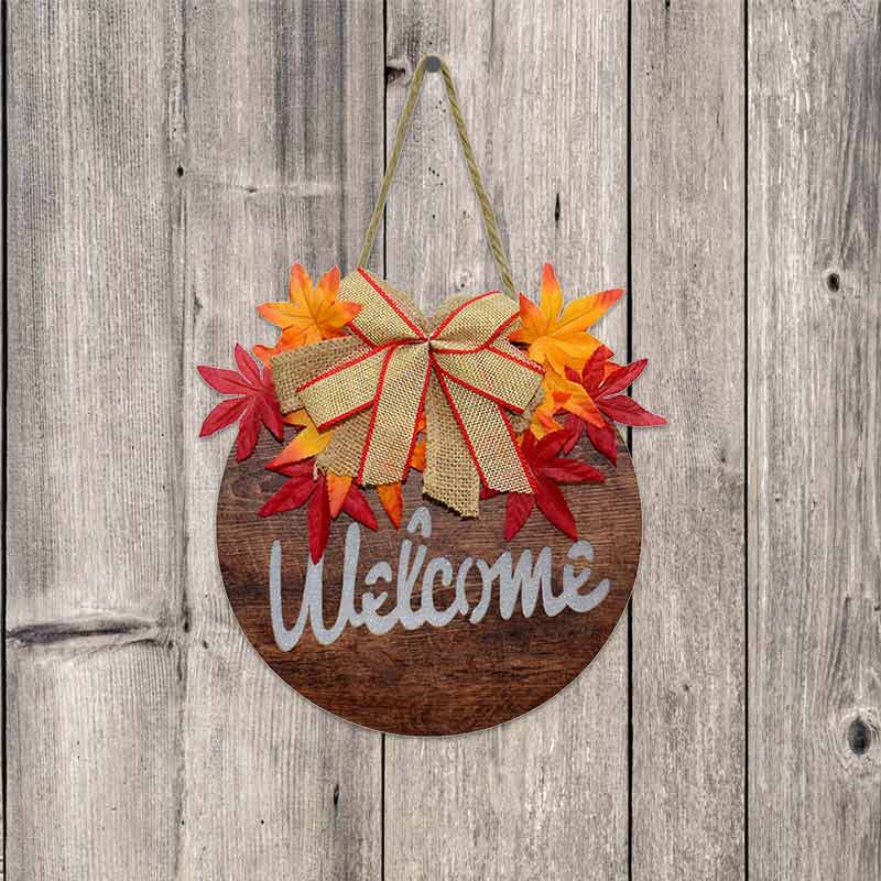 Fall Door Hanging Welcome Wooden Sign With Lights