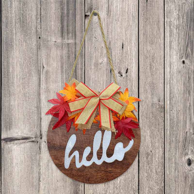 Fall Door Hanging Welcome Wooden Sign With Lights