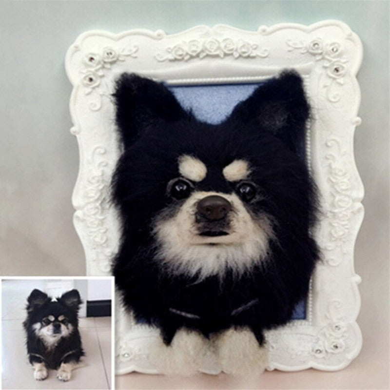 Felt Cat Handmade Realistic Pet Photo Frame Plush Face