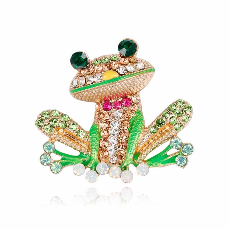 Frog Brooch Cute Oil Drop Enamel Brooch With Cubic Zirconia