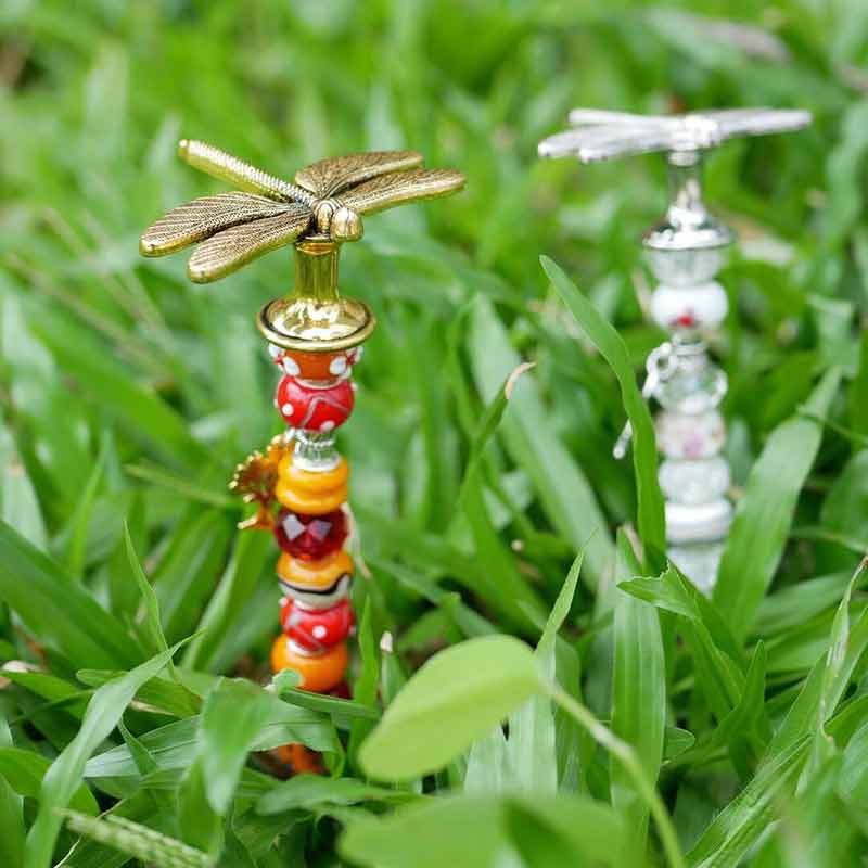 Garden Stakes Metal Dragonfly Topper Sparkle Fairy Wand