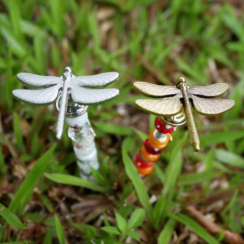 Garden Stakes Metal Dragonfly Topper Sparkle Fairy Wand