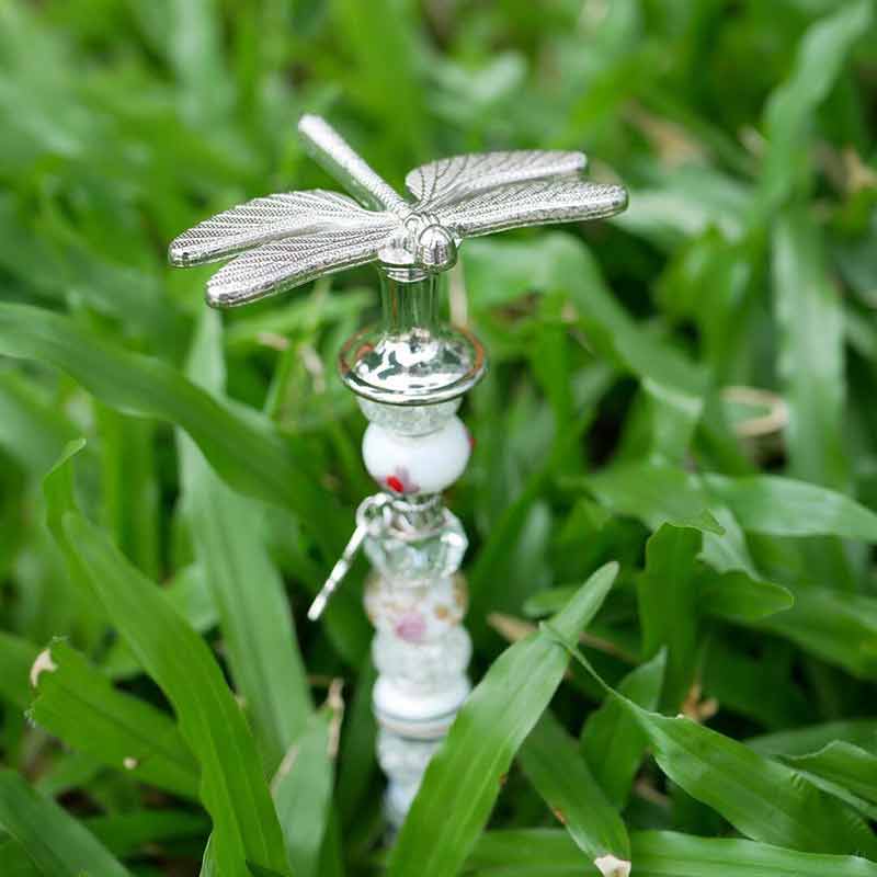 Garden Stakes Metal Dragonfly Topper Sparkle Fairy Wand