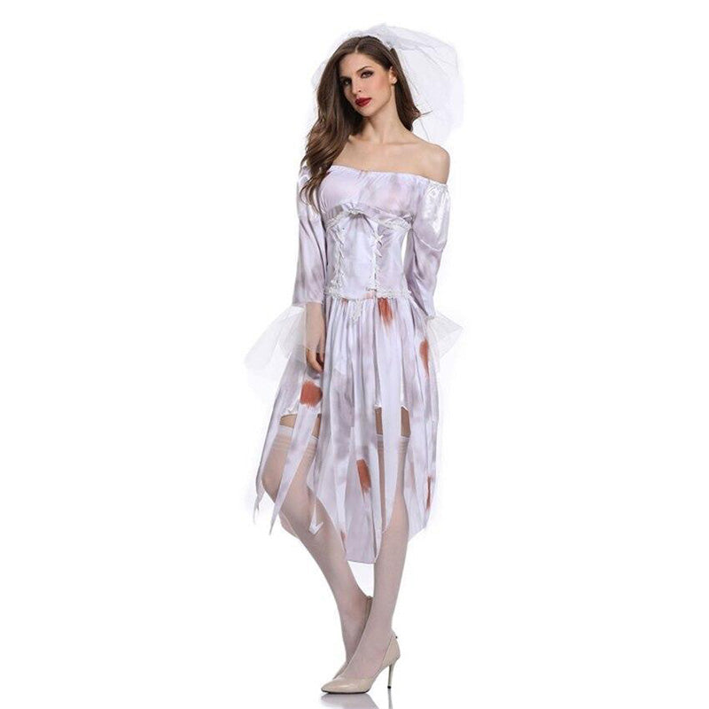 Ghost Bride Costumes Halloween Goddess White Dress