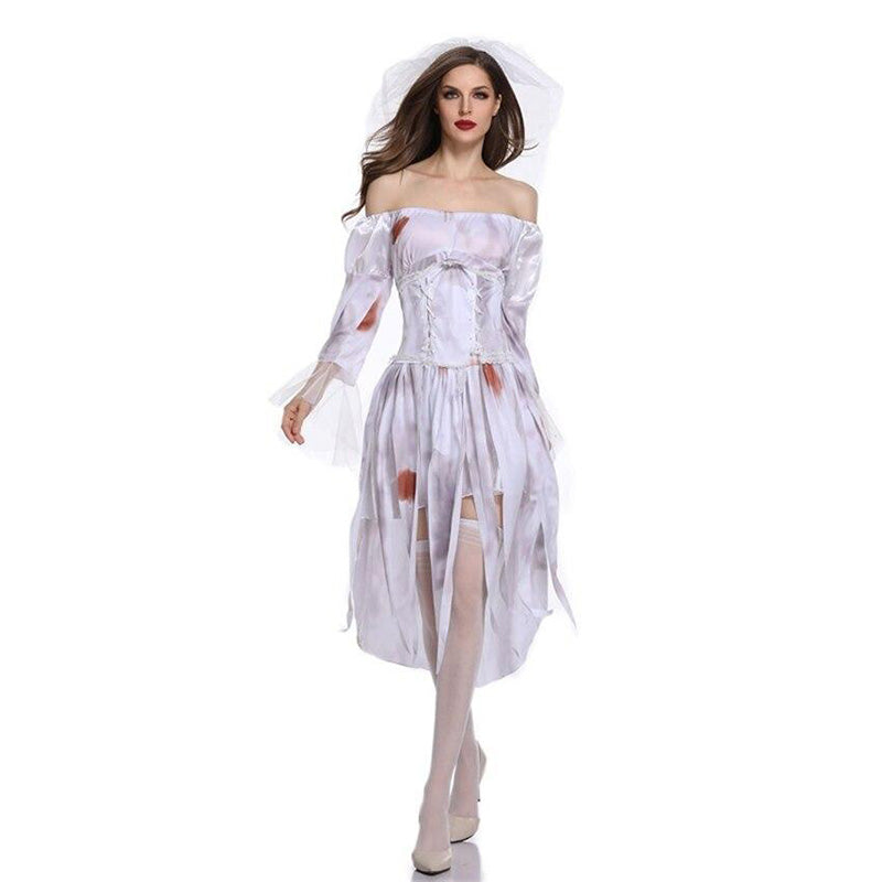 Ghost Bride Costumes Halloween Goddess White Dress