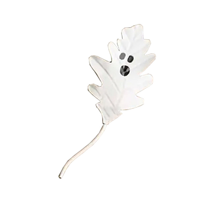 Ghost Leaves Metal Set of 4 Halloween Spooky Tree Leaves