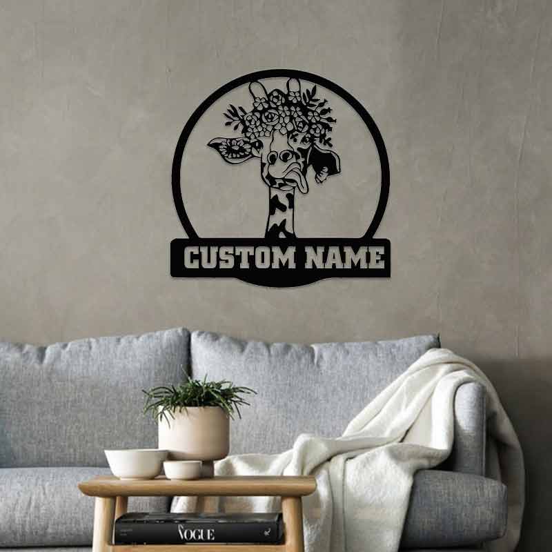 Giraffe Wall Art Personalized Name Animal Portrait