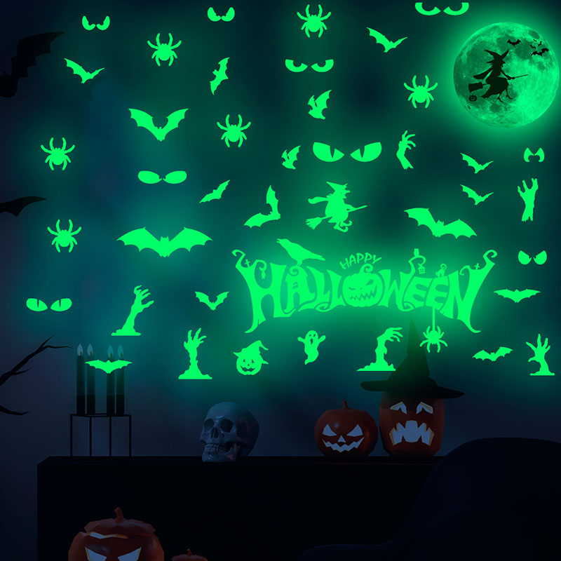 Halloween Decals Glow In The Dark Bat Ghost Wall Sticker
