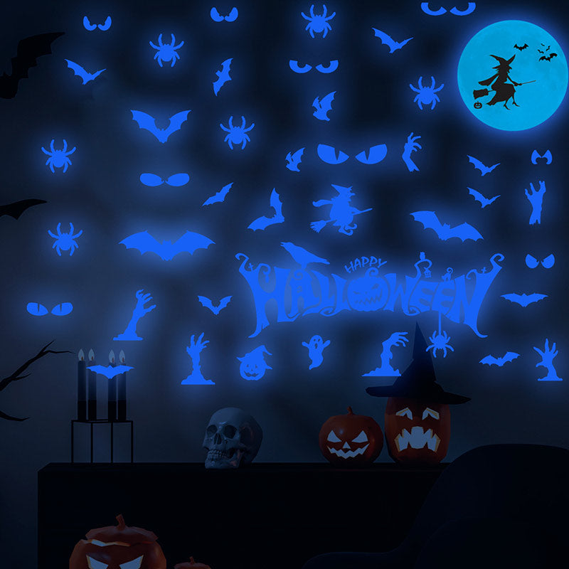 Halloween Decals Glow In The Dark Bat Ghost Wall Sticker