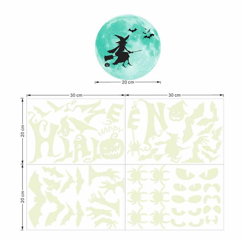 Halloween Decals Glow In The Dark Bat Ghost Wall Sticker